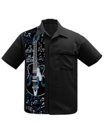  Kortærmet skjorte: bowling shirt - Steady Clothing - Guitar Panel Bowling Shirt in Black